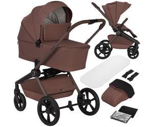 Poussette combinée Duo 2en1 LIONELO Freya - Nacelle - Pliable un clic - Accessoires - Jusqu'à 22 kg - Marron chocolat