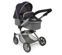 Poussette combinée mika, gris - bleu fon