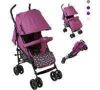 Poussette combinée YALION Poussette pour bébés jusqu'à 15 kg, Capote pare-soleil/ Pliage rapide/ Panier à provisions/ Roues avant pivotantes et blocables, Dossier réglable en 5 positions, Violet