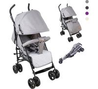 Poussette combinée YALION Poussette pour bébés jusqu'à 15 kg, Capote pare-soleil/ Pliage rapide/ Panier à provisions/ Roues avant pivotantes et blocables, Dossier réglable en 5 positions, Gris