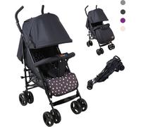 Poussette combinée YALION Poussette pour bébés jusqu'à 15 kg, capote pare-soleil/rapidement pliable/panier à provisions/pivotant et blocable noire
