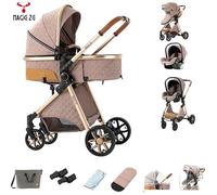 Poussette combinées bebe 3 en 1, Poussette canne haute qualité - Magic ZC - Sièges auto, nacelle, Acec grand panier, V9 Kaki