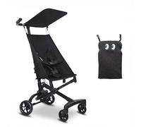 Poussette Compacte à Pliage Un Clic, Super Légère 2.8kg Pour Avion, Poussette De Voyage Pliable Portable Avec Dossier Personnage Pour Enfants 0-4 Ans, 4 Couleurs black
