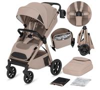 Poussette compacte LIONELO Bett - Sac isotherme - Grandes roues - Ventilation - Couvre-jambes - Moustiquaire - Beige