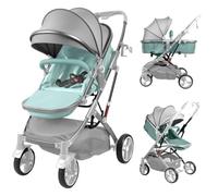 Poussette convertible 2 en 1 avec mode berceau, siège réversible et auvent réglable, poussette pliable pour nouveau-né à 3 ans, design paysager élevé, capacité de 40 kg, pliable à une main V