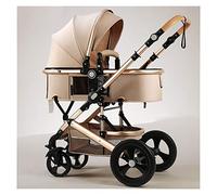 Poussette convertible 2 en 1, landau pliable for bébé, landau réversible for nouveau-né, poussette compacte réglable en alliage d'aluminium (Color : Gold)