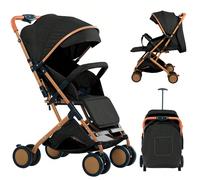 Poussette de chien légère pliable avec pieds doré, Poussette d'animaux avec Position allongée et Panier rangement, Taille deplié 45x71x98 cm et Taille plié 45x43x66 cm Compagnie parfaite de magasinage