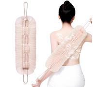 Poussette de douche, éponge de bain confortable et durable en luffa avec cordon de serrage, boule pour un nettoyage en profondeur, la peau, le renouvellement, la salle de bain, la et les