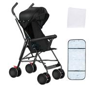 Poussette de la naissance jusqu'à 8 kg, compacte et maniable, parapluie pliable, freins doubles et roues avant pivotantes (noir)
