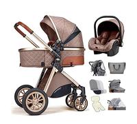 Poussette de landau de luxe for bébé, poussette for bébé à paysage élevé et landau réversible, landaus pliables en alliage d'aluminium, poussettes anti-choc for tout-petits (Color : Gold)