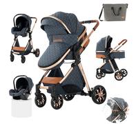 Poussette de luxe 3 en 1 pour bébé, avec couffin, réglable, multifonction, Design facile à plier Silver Mist