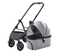 Poussette de luxe pour chien/chat/animal de compagnie pour chiens de petite et moyenne taille, poussettes pour animaux de compagnie, landau de voyage, panier de rangement avec support amovible et po