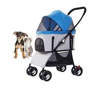 Poussette de luxe pour chiens de taille moyenne et petite, poussette pliable pour chat, landau de voyage, panier/cadre amovible, poussette pour chiot avec fenêtre en filet, porte-bébé et poussett