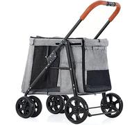Poussette de luxe pour grand chien - Landau de qualité supérieure pour grands chiens, chats, chiens - Poussette pliable à 4 roues - Chariot de transport pour poussette