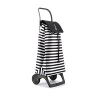 Poussette de marché 2 roues avec sac en tissu à rayures 45L Noir et blanc Jet-