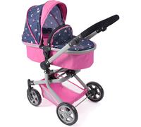 Poussette De Poupée Combinée 2 En 1 Mika Bleu Et Rose Papillon