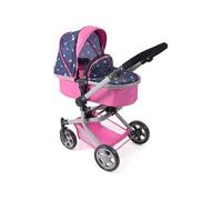 Poussette de poupée combinée 2 en 1 MIKA bleu et rose Papillon