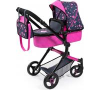 Poussette de poupée combinée Vario rose/noire