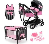 Poussette de poupée combinée Xeo Mega Set, avec nœud - pour les petits parents de poupées