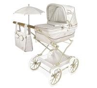 Poussette de Poupées Reborn Verona Pliable avec Ombrelle DeCuevas 82078, Beige et Gris Clair