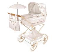 Poussette de Poupées Reborn Verona Pliable avec Ombrelle DeCuevas 82078, Beige et Gris Clair