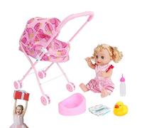 Poussette de pour, Poussette Jouet, Jouet de Poussette pour Faire Semblant de Jouer, Accessoires de compacts pour avec, Ensemble de Jeu de crèche pour Anniversaire, fête des, pâques