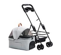 Poussette de qualité supérieure for chien et chat avec porte-gobelet amovible, poussettes for chiens de petite et moyenne taille, landau léger, respirant, sans fermeture éclair, poussette for chat(Gra