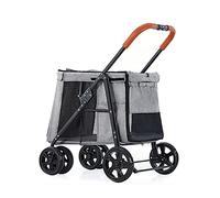 Poussette de qualité supérieure pour grand chien - Poussette pliable pour chats, chiens et plus - Équipement de luxe à 4 roues pour animaux de compagnie - Chariot de promenade confortable et pratique