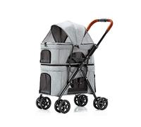 Poussette de transport pour animaux domestiques à roulettes de qualité supérieure pour chiens et chats, équipement double couche, landau pour chien, poussette, chariot de voyage double ou multiple i