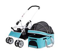 Poussette de transport pour petit chien 2 en 1 pliable pour chiens et chats, lapin, poussette pour chiot, landau de voyage avec panier de rangement, auvent réglable, chariot de promenade pour chi