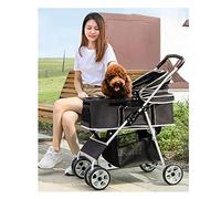 Poussette de transport pour petit chien 2 en 1 pliable pour chiens et chats, lapin, poussette pour chiot, landau de voyage avec panier de rangement, auvent réglable, chariot de promenade pour chi