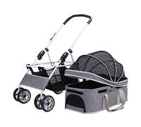 Poussette de transport pour petit chien 2 en 1 pliable pour chiens et chats, lapin, poussette pour chiot, landau de voyage avec panier de rangement, auvent réglable, chariot de promenade pour chi
