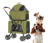 Poussette de voyage à 2 couches pour animaux de compagnie, cage de poussette respirante pour chien, poussette double couche pour 2 chiens/chats, poussettes pour chiens, poussette pour chat pliable