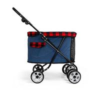Poussette De Voyage D'animal De Compagnie Chariot À Quatre Roues Pliable De Suspension De Chariot À Chat Et Chien Cages Portable Poussette Chien Charge Inférieure À 12,5 Kg (Color : Blue 1)