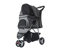 Poussette de Voyage for Animaux de Compagnie Pliante Portable à 3 Roues Poussette for Animaux de Compagnie Solide et Respirante for Chien et Chat,Gris (Color : Gray)