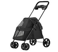 Poussette de voyage for animaux de compagnie Poussette à quatre roues for animaux de compagnie Chariot for chien Chariots for chats pliables for chiens de taille moyenne et petite, charge inférieure à