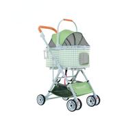 Poussette de voyage pliable avec cadre en aluminium renforcé amovible 3 en 1 pour chats et chiens (gris vert)