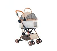 Poussette de voyage pliable avec cadre en aluminium renforcé amovible 3 en 1 pour chats et chiens (kaki)