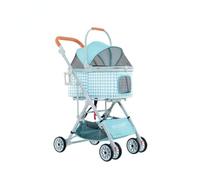 Poussette de voyage pliable avec cadre en aluminium renforcé amovible 3 en 1 pour chats et chiens (vert)