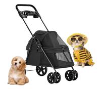 Poussette de voyage pliable for animal domestique et chat avec housse de pluie, poussettes for petits chiens avec porte-gobelet, poussettes for animaux de compagnie, poussettes respirantes for chien(N