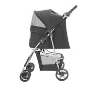 Poussette de voyage pliable pour animaux de compagnie, avec panier de rangement, tissu Oxford 300D, deux roues arrière directionnelles, freins sont équipés