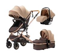 Poussette de voyage portable, design 3 en 1, absorption des chocs sur toutes les roues, kaki