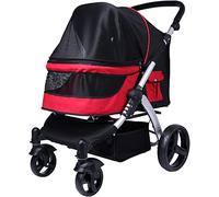 Poussette de voyage pour chien et chat - Poussette pour animal domestique - Poussette pour chien de grande taille - Poussette en tissu Oxford respirant - Alliage d'aluminium - Chargement 30 kg (roug