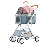 Poussette de voyage pour chiens de taille moyenne et de petite taille - Poussette pour chat et chien - Pliable à 4 roues - Poussette avec support amovible - Siège de nichoir respirant pour animaux de