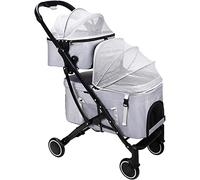 Poussette double couche pour animaux de compagnie, poussettes légères pour chiens et chats, landau pour chien et chat, poussette amovible à deux couches, idéale pour les lits jumeaux ou multiples re