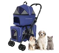 Poussette double for animaux de compagnie, landau for chien et chat, transporteur de voyage respirant, poussette for chien à 4 roues, poussette légère for chiens et chats, idéale for lits jumeaux ou m