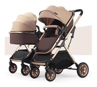 Poussette double for bébé, poussette for bébé jumeau, poussette for tout-petits for jumeaux côte à côte, poussette tandem pliable à double siège, poussette pliable for paysage haut(Color:Gold)