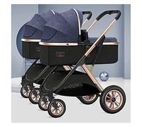 Poussette double Parapluie double Poussette for bébé Poussettes jumelles pliables Landau amovible Poussette double for bébé, Poussette tandem for nourrissons et tout-petits (Color : Blauw)