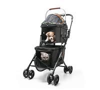 Poussette double pour animaux de compagnie, chariot de promenade pour chats et chiens de petite et moyenne taille, 4 roues pliables, légère et étanche pour les voyages, les promenades, les parcs, ma