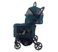 Poussette Double pour animaux de compagnie, pour 2 chats, petits et moyens chiens, chariot pliant pour chats, chariot à chiens, poussette pour courir avec porte-bébé amovible, bleu